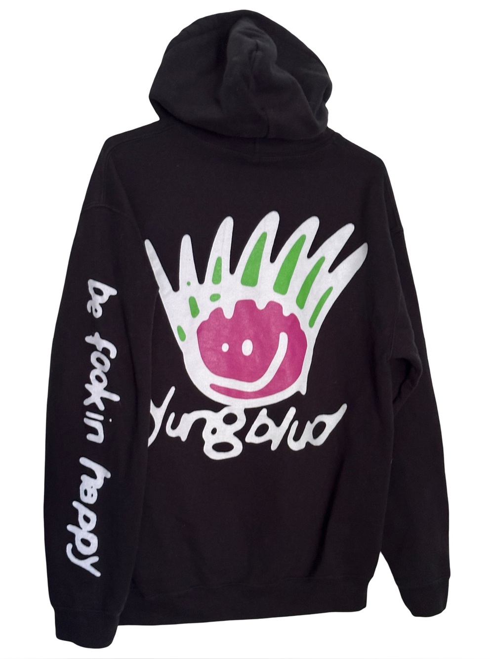 YUNGBLUD Be Fookin Happy Black Graphic Tour Hoodie Medium